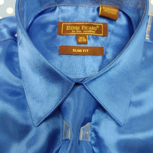 HENRI PICARD MENS ROYAL SATIN COMBO SLIM FIT SHRT. SS100 - Picture 3 of 3